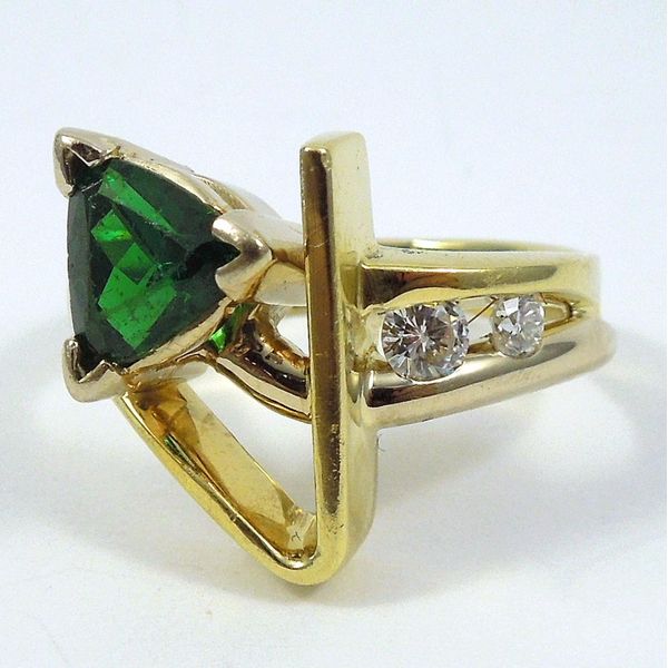 Tsavorite Garnet Trillion & Diamond Ring Joint Venture Jewelry Cary, NC