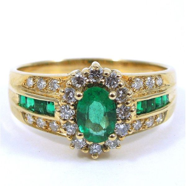 Emerald & Diamond Halo Ring Joint Venture Jewelry Cary, NC