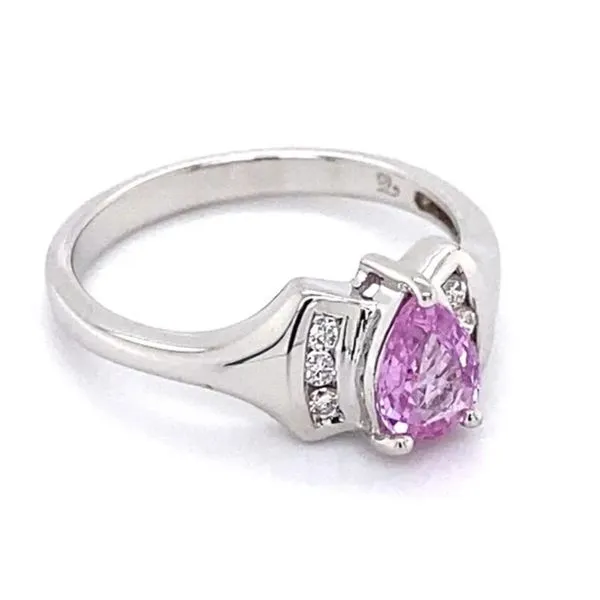 18K White Gold Pear Pink Sapphire & Diamond Ring Image 2 Joint Venture Jewelry Cary, NC