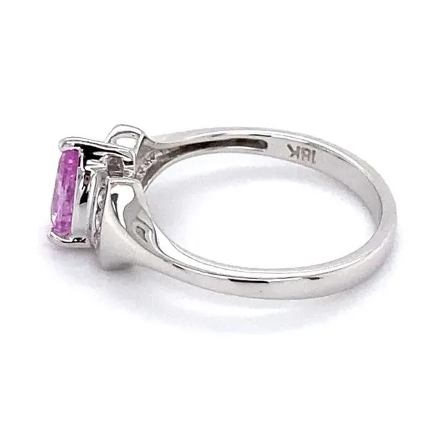 18K White Gold Pear Pink Sapphire & Diamond Ring Image 3 Joint Venture Jewelry Cary, NC