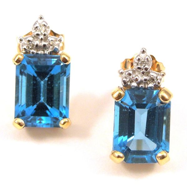Blue Topaz & Diamond Studs Joint Venture Jewelry Cary, NC