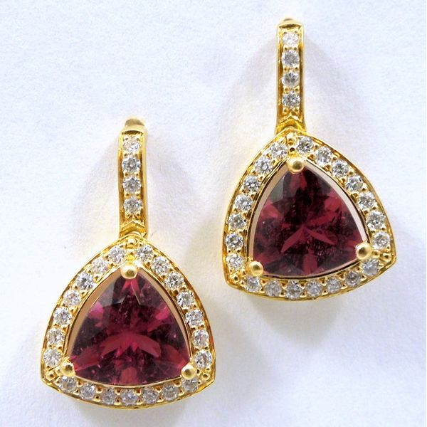 Trillion Cut Rubelite Earrings Joint Venture Jewelry Cary, NC