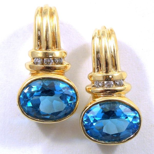Blue Topaz & Diamond Earrings Joint Venture Jewelry Cary, NC