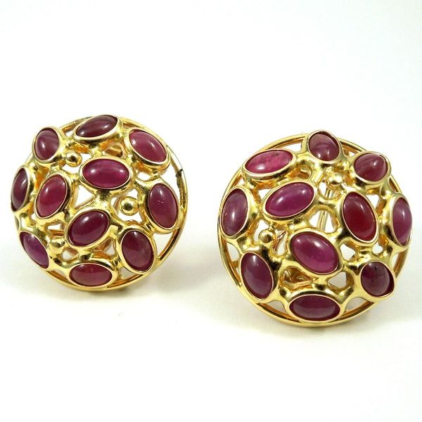 Cabochon Cut Ruby Cluster Earrings Joint Venture Jewelry Cary, NC