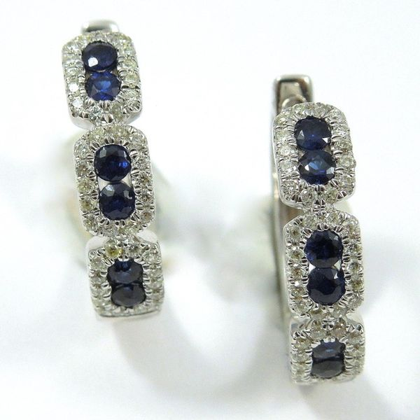 Sapphire & Diamond Huggie Earrings Joint Venture Jewelry Cary, NC