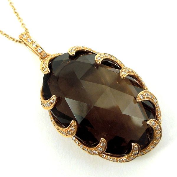 Smoky Quartz, Diamond, & Rose Gold Pendant Joint Venture Jewelry Cary, NC