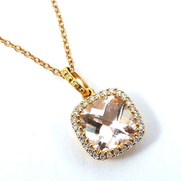 Morganite & Diamond Halo Style Pendant Joint Venture Jewelry Cary, NC