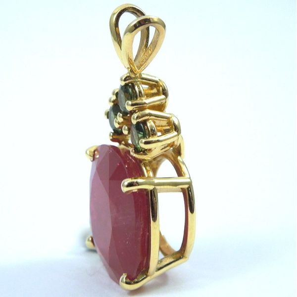 Ruby and Green Sapphire Pendant Image 2 Joint Venture Jewelry Cary, NC