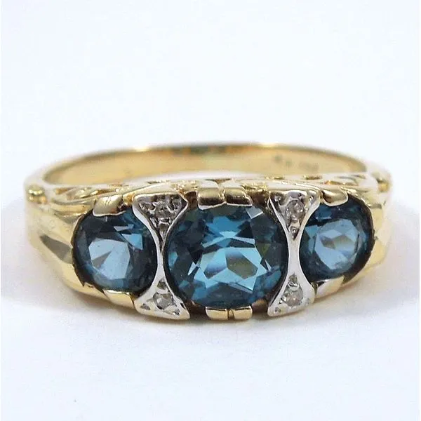 Vintage Three Stone Blue Topaz Ring Joint Venture Jewelry Cary, NC