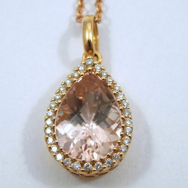 Morganite & Diamond Halo Style Pendant Image 2 Joint Venture Jewelry Cary, NC
