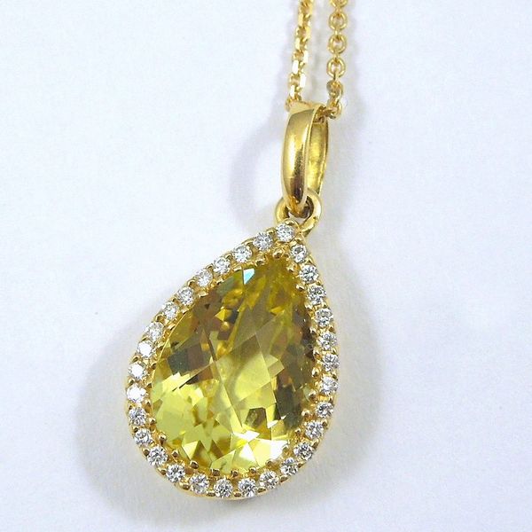 Lemon Quartz & Diamond Halo Style Necklace Joint Venture Jewelry Cary, NC
