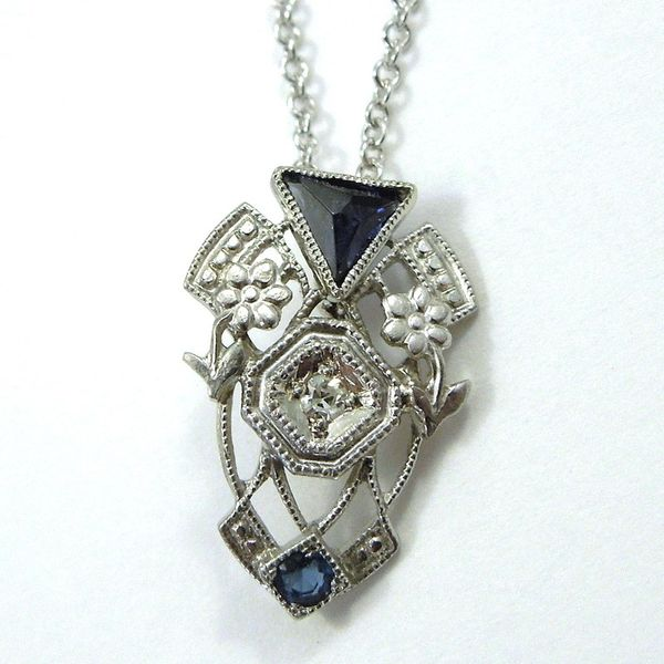 Vintage Diamond & Sapphire Pendant Joint Venture Jewelry Cary, NC