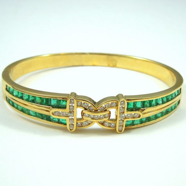 Emerald & Diamond Bangle Bracelet Joint Venture Jewelry Cary, NC