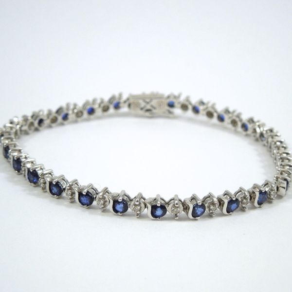 Round Cut Sapphire & Diamond Bracelet Joint Venture Jewelry Cary, NC