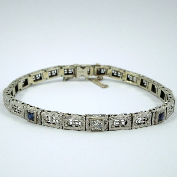 Filigree Sapphire & Diamond Bracelet Joint Venture Jewelry Cary, NC