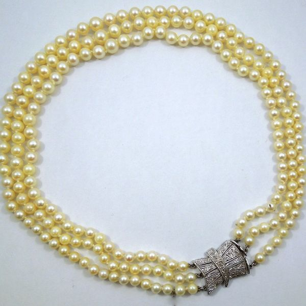 Triple Strand Pearl Necklace Joint Venture Jewelry Cary, NC