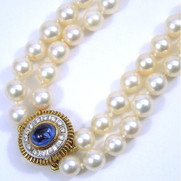Sapphire, Diamond & Pearl Necklace Joint Venture Jewelry Cary, NC
