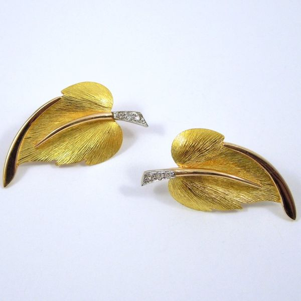 Gold Leaf Shaped Earrings Joint Venture Jewelry Cary, NC