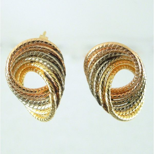 Tri-Gold Twist Stud Earrings Joint Venture Jewelry Cary, NC