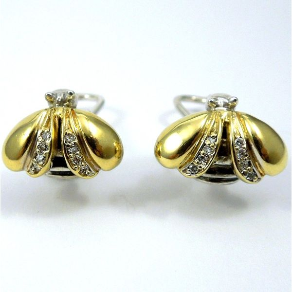 Sterling Silver & Yellow Gold Bee Earrings Joint Venture Jewelry Cary, NC
