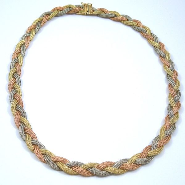 Tri-Gold Braided Necklace Joint Venture Jewelry Cary, NC