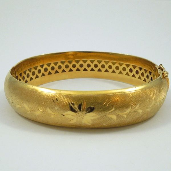Engraved Gold Bangle Joint Venture Jewelry Cary, NC