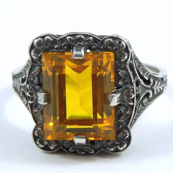 Orange Sapphire Vintage Inspired Ring Joint Venture Jewelry Cary, NC