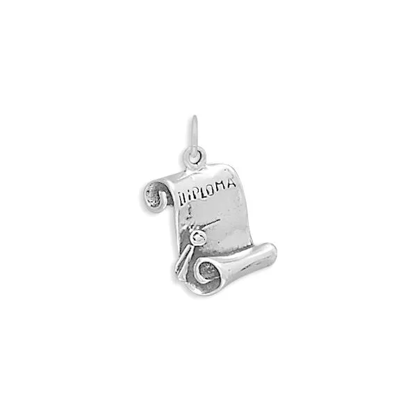 Sterling Silver Open Scroll Diploma Charm with Oxidized Finish J. Schrecker Jewelry Hopkinsville, KY