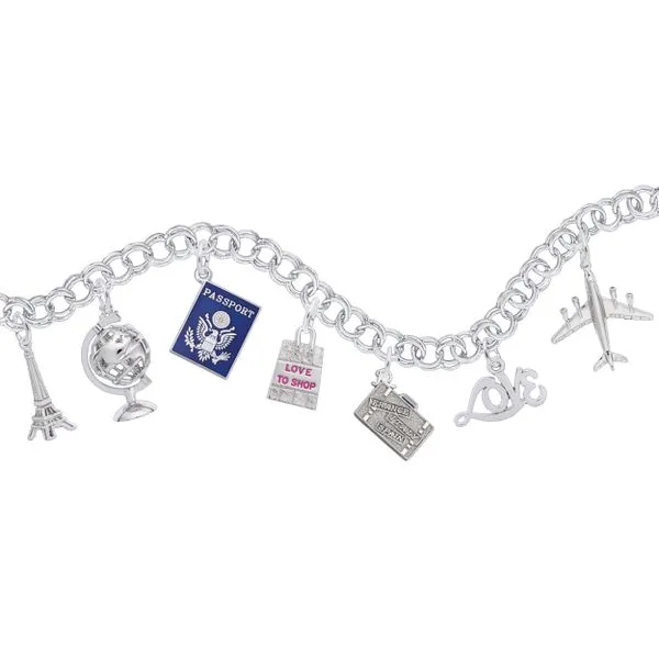 Sterling Silver American Passport Charm with Blue Enamel Image 2 J. Schrecker Jewelry Hopkinsville, KY