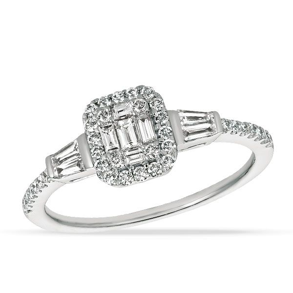 Baguette And Round Diamond Engagement Ring J. Thomas Jewelers Rochester Hills, MI