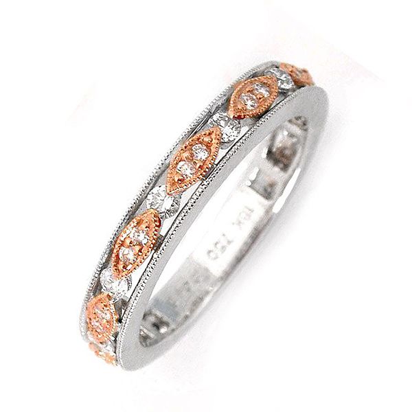 Vintage Style Rose And White Gold Diamond Band J. Thomas Jewelers Rochester Hills, MI