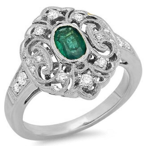 18 Karat Gold Diamond and Emerald Vintage Ring J. Thomas Jewelers Rochester Hills, MI