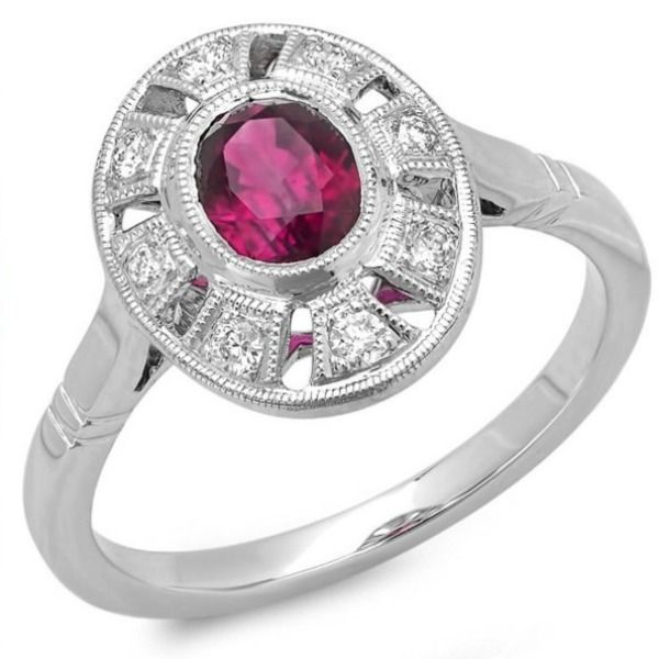 Beverley K White Gold Diamond and Ruby Vintage Ring J. Thomas Jewelers Rochester Hills, MI