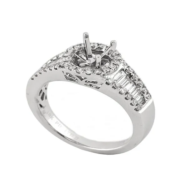 18 Karat White Gold Halo Semi-Mount Ring J. Thomas Jewelers Rochester Hills, MI