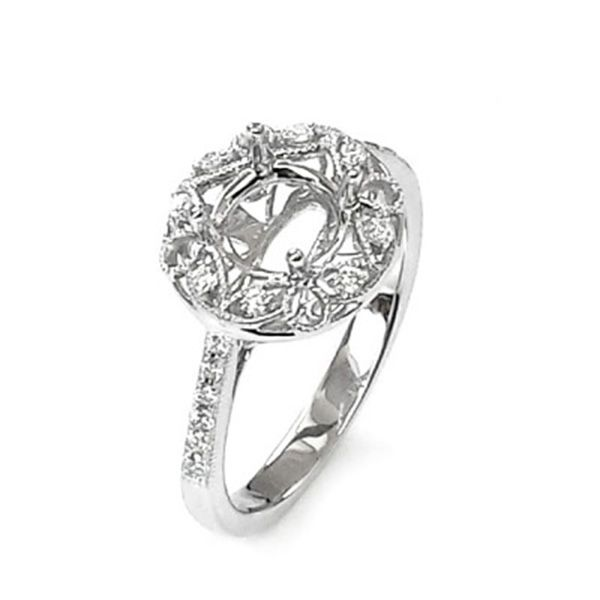 NJ Design Delicate Diamond Halo Ring J. Thomas Jewelers Rochester Hills, MI