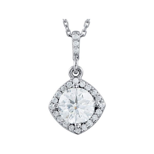 14 Karat White Diamond Halo Pendant J. Thomas Jewelers Rochester Hills, MI