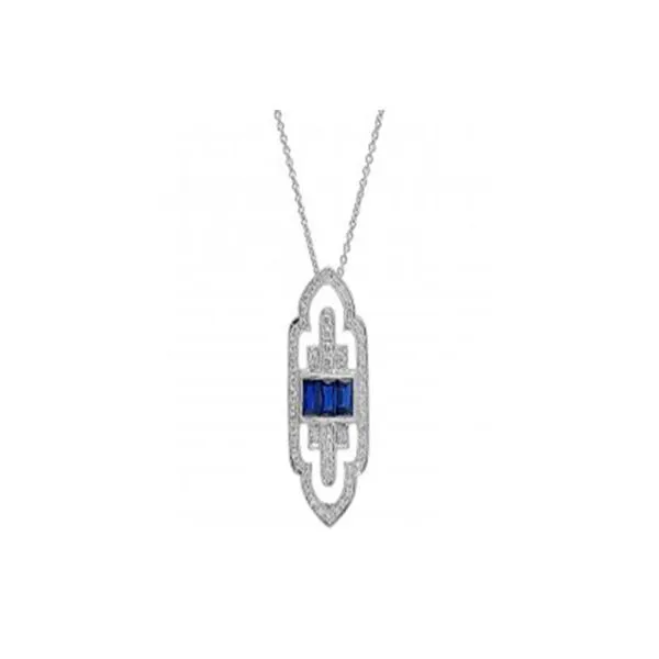 18 Karat White Gold Diamond and Sapphire Pendant J. Thomas Jewelers Rochester Hills, MI