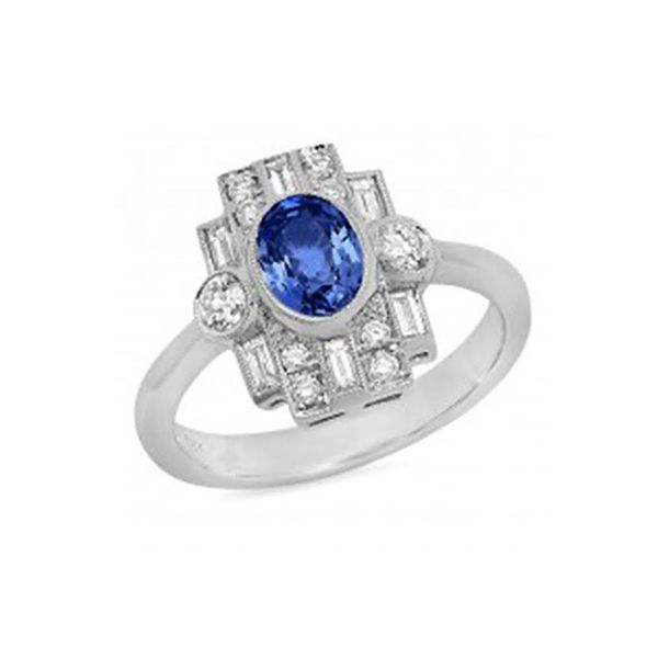 18 Karat White Gold Sapphire and Diamond Ring J. Thomas Jewelers Rochester Hills, MI