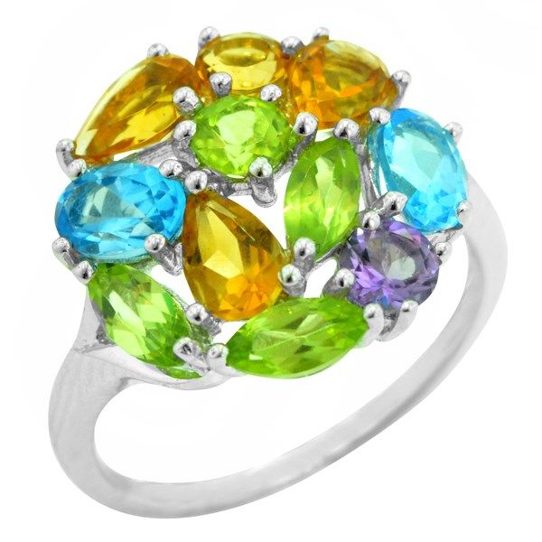 Multi Color Gemstone Sterling Silver Ring J. Thomas Jewelers Rochester Hills, MI