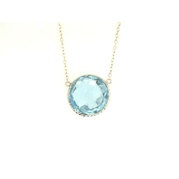 Bezel Set Checkerboard Blue Topaz Pendant J. Thomas Jewelers Rochester Hills, MI