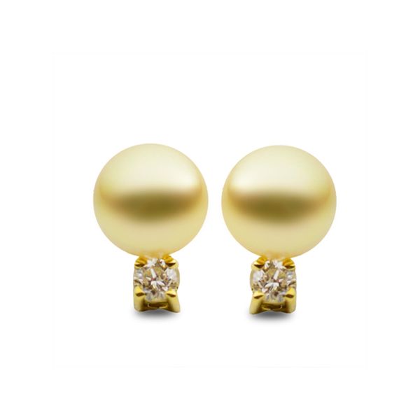 8 MM Golden Pearl and Diamond Studs J. Thomas Jewelers Rochester Hills, MI