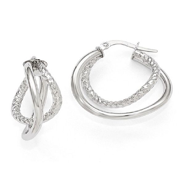 Leslie's 10 Karat White Gold Double Hoop Earrings J. Thomas Jewelers Rochester Hills, MI