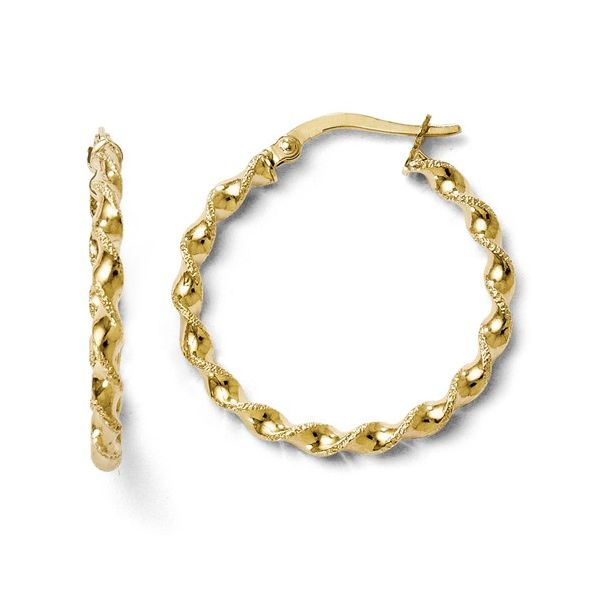 Yellow Gold Twisted Hoop Earrings J. Thomas Jewelers Rochester Hills, MI