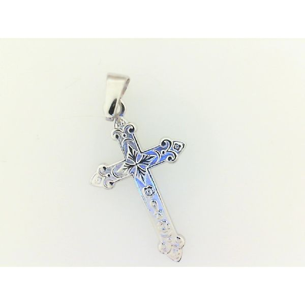 Cross In 14 Karat White Gold With Raised Detail And Arrowhead Ends Satin Finish J. Thomas Jewelers Rochester Hills, MI
