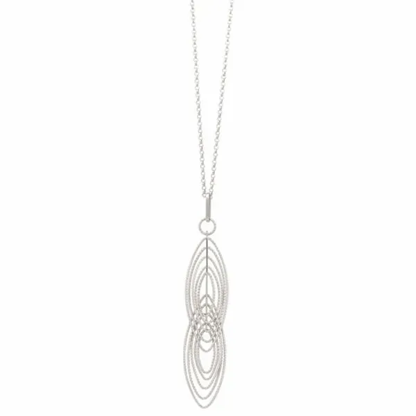 Dramatic Sterling Silver Diamond Cut Oval Shapes Pendant J. Thomas Jewelers Rochester Hills, MI