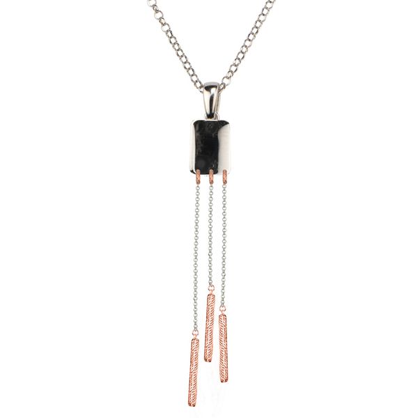 Sterling Silver and Rose Gold Plated Tab and Tube Necklace J. Thomas Jewelers Rochester Hills, MI