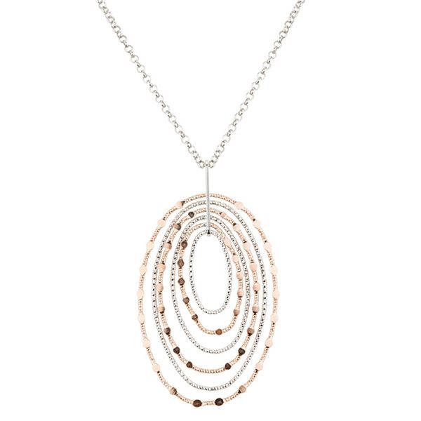 Sterling Silver and 18 Karat Rose Gold Plated Mirrors Multi-Ovals Necklace by Frederic Duclos J. Thomas Jewelers Rochester Hills, MI