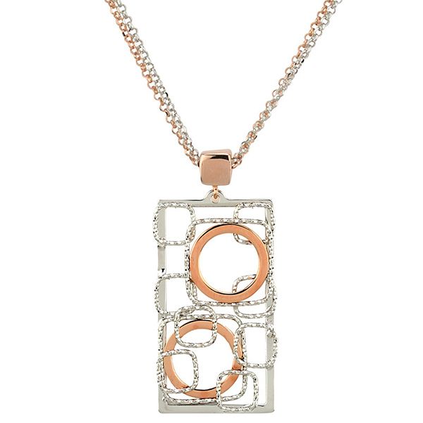 Sterling Silver and 18 Karat Rose Gold Plated Geometry Necklace By Frederic Duclos J. Thomas Jewelers Rochester Hills, MI