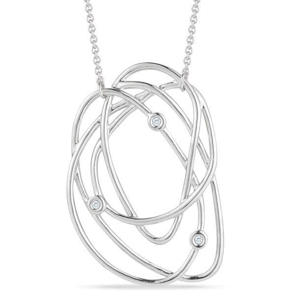 Striking Freeform Three Diamond Pendant And Chain J. Thomas Jewelers Rochester Hills, MI