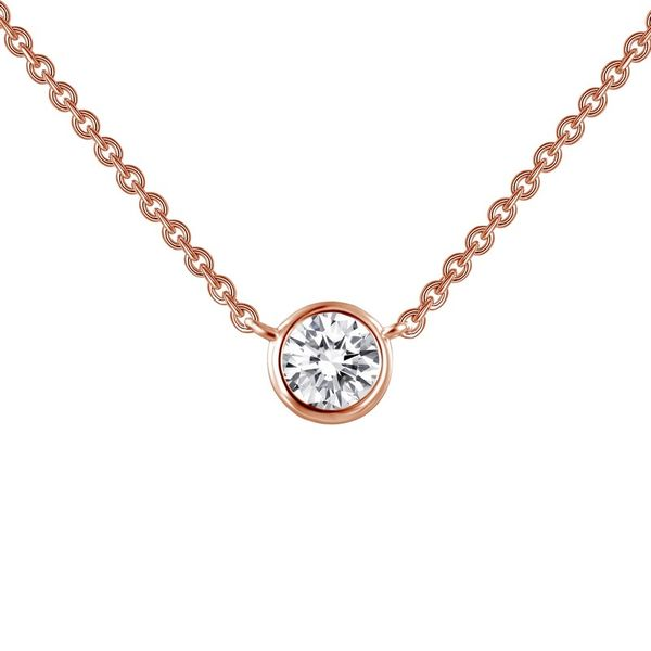 Sterling Silver Rose Gold Plated Solitaire Necklace J. Thomas Jewelers Rochester Hills, MI